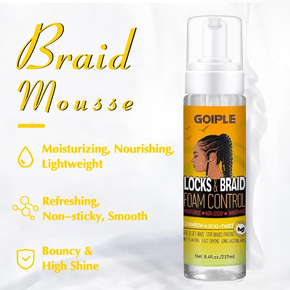 Goiple Braid Foam Control Braid Mousse for Braids, Locs 8fl oz